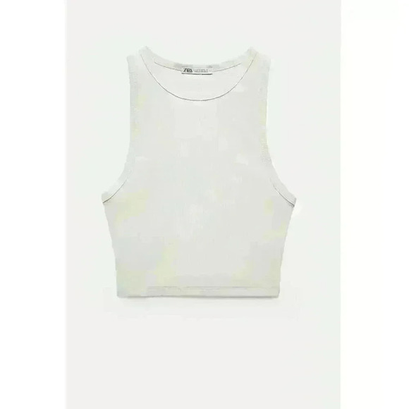 Zara Rib Halter Crop Top White Size Medium - Picture 1 of 5